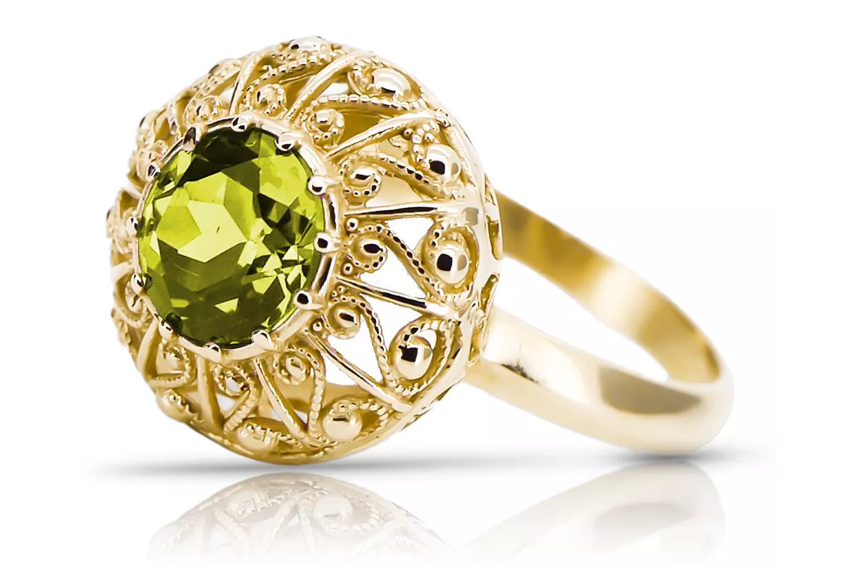 14 Karat Gelbgold Gelber Peridot Ring Vintage Stil vrc059y